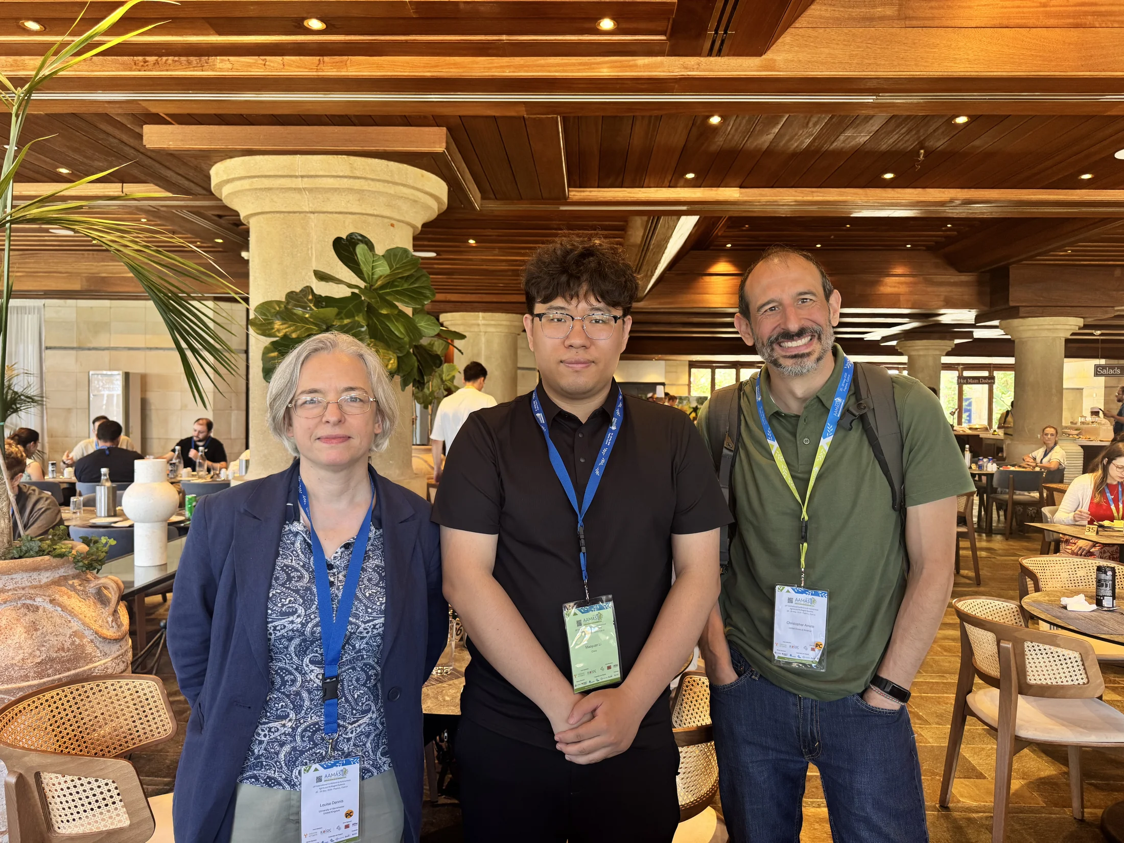 Maoyuan and Program Chair Louise and Chris's photo at AAMAS 2026.